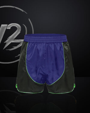 V2B MEN’S SILK SATIN BLACK,BLUE MMA SHORT