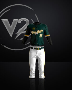 "Classic Green Baseball Jersey with Stitched Tackle & White Pant