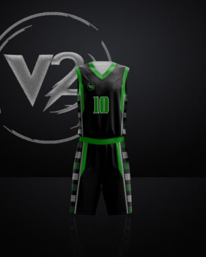 "Custom V2B Green and Black Basketball Uniform