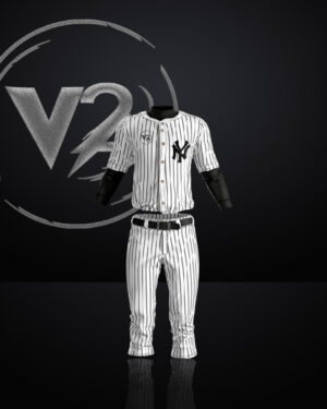 "White Baseball Shirt and Pants with Black Lining Combo"