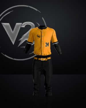 "Vibrant Yellow and Black Baseball Uniform"