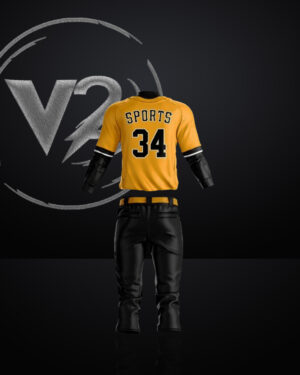 "Vibrant Yellow and Black Baseball Uniform"