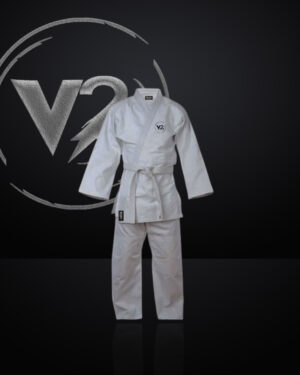 "Professional White Judo Uniform with Reinforced Stitching & Carry