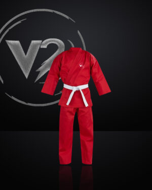 "Premium Red Judo Gi with White Belt - V2B Martial Arts Uniform"