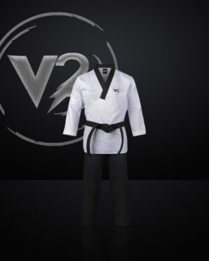 White and Black Judo Belt with Distinctive Black Front Band"